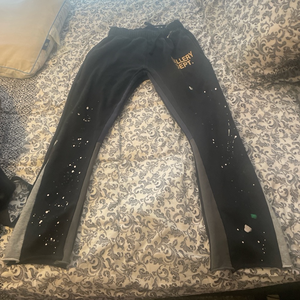 Gallery Dept Kids Black Joggers with Paint-Splatter Detail